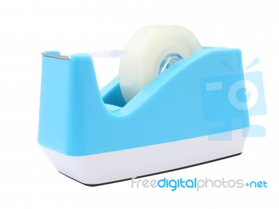 Side Front Transparent Tape Roll Holder On White Background Stock Photo