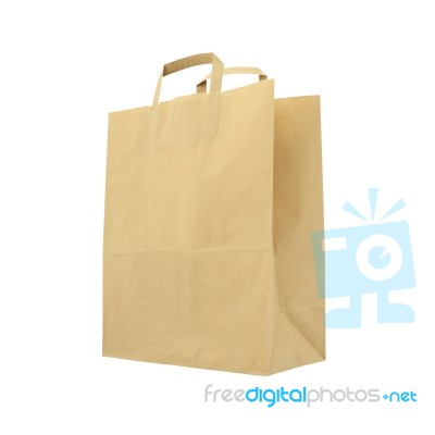 Side Paper Brown Bag On White Background Stock Photo