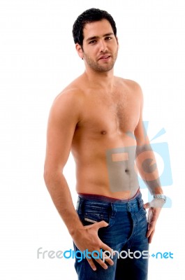 Side Pose Of Muscular Man Stock Photo