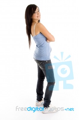 Side View Of Young Girl Stock Photo