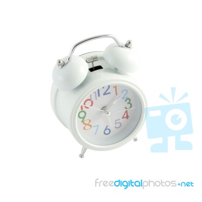 Side White Alarm Clock Color Number Isolated From Background Stock Photo