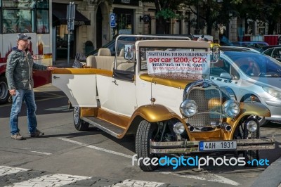 Sightseeing Tours By Custom Car In Prague Stock Photo