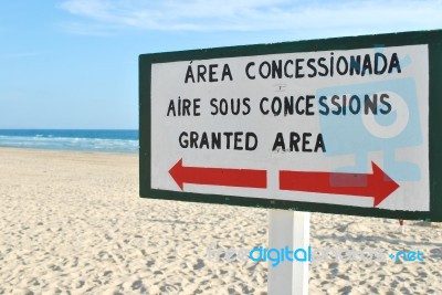 Sign At The Beach (granted Area) Stock Photo
