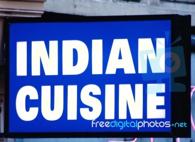 Sign For An Indian Restaurant Stock Photo