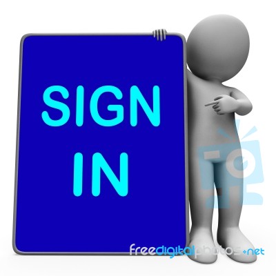 Sign In Character Laptop Shows Website Login Or Signing Stock Image