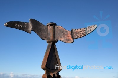 Sign Indicating The Beginning Of Offa's Dyke Path Near Prestatyn… Stock Photo