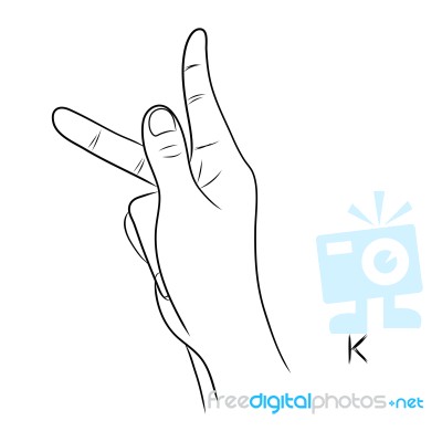 Sign Language And The Alphabet,the Letter K Stock Image