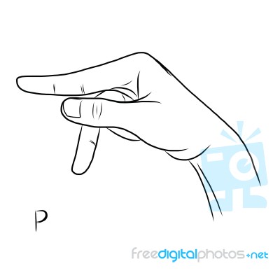 Sign Language And The Alphabet,the Letter P Stock Image