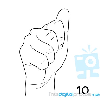 Sign Language,number 10 Stock Image