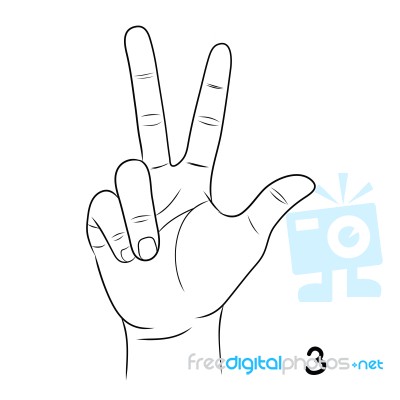 Sign Language,number 3 Stock Image