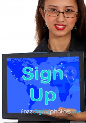 Sign Up Computer Message Stock Photo
