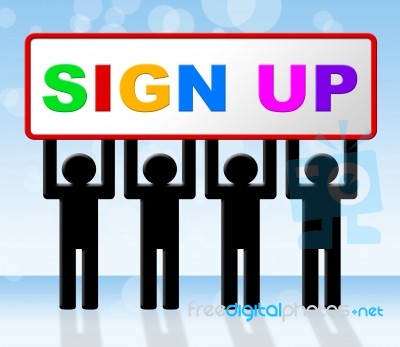 Sign Up Indicates Subscribe Subscribing And Apply Stock Image