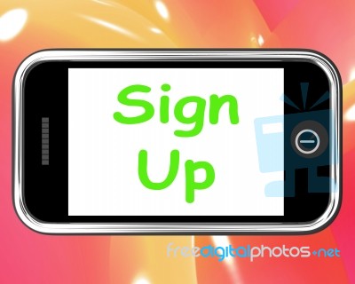Sign Up On Phone Shows Join Membership Register Stock Image