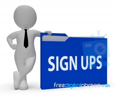 Sign Ups Folder Indicates Admission Paperwork 3d Rendering Stock Image