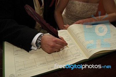 Signing The Register Stock Photo