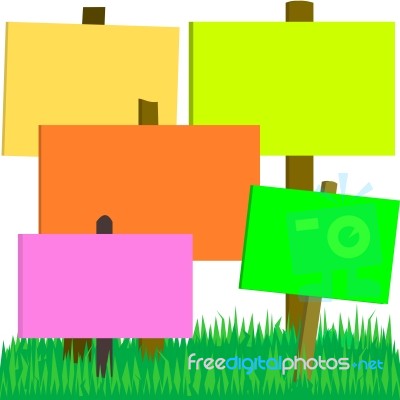 Signs On Grass Stock Image