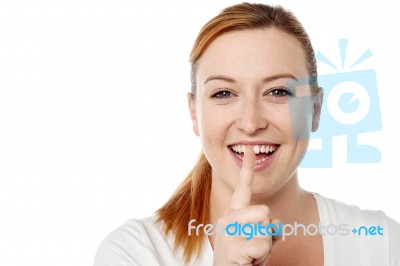 Silence Please! Lady Outbursts Laughing Stock Photo