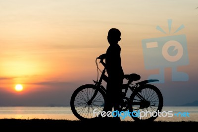 Silhouette Boy Stock Photo