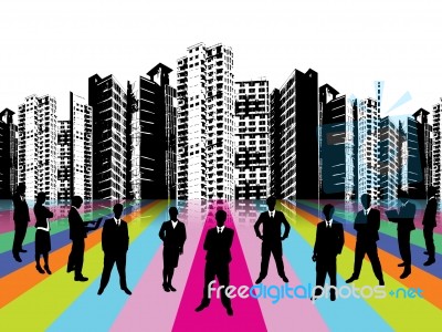 silhouette Business Team Standing Stock Image