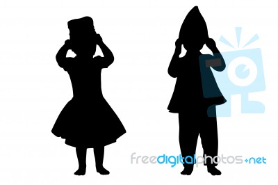 Silhouette Children Stock Image