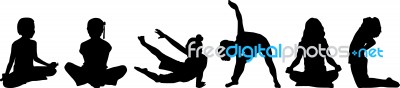 Silhouette Child's Yoga Stock Image