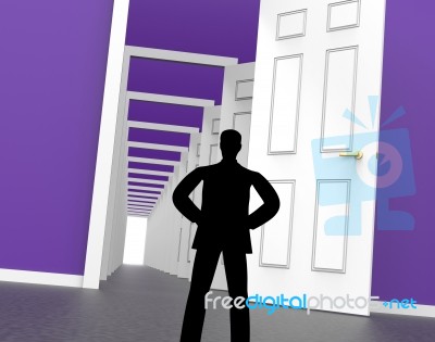 Silhouette Doors Represents Men Human And Outline Stock Image