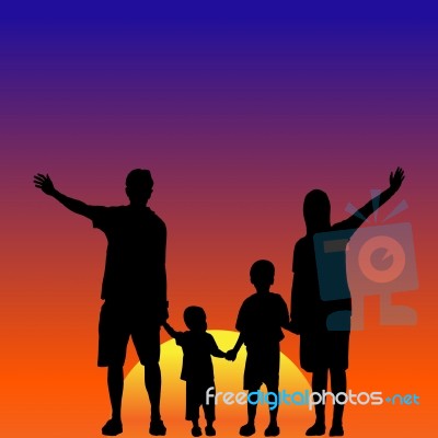 Silhouette Family Stock Image