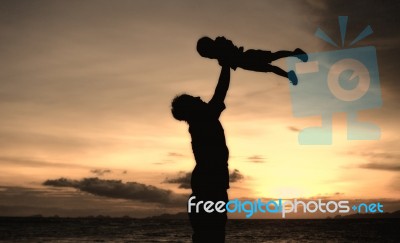 Silhouette Family Stock Photo