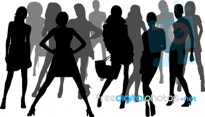 Silhouette Fashion Girls Stock Image