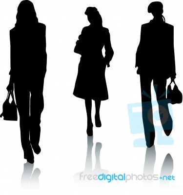 Silhouette Fashion Girls Stock Image