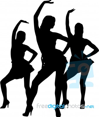 Silhouette female dancers Stock Image