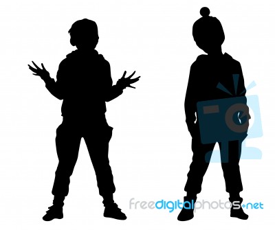 Silhouette Friends Stock Image