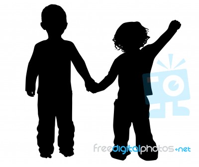 Silhouette Friends Stock Image