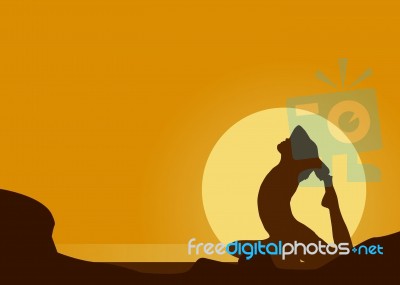 Silhouette Girl Doing Yoga Stock Image