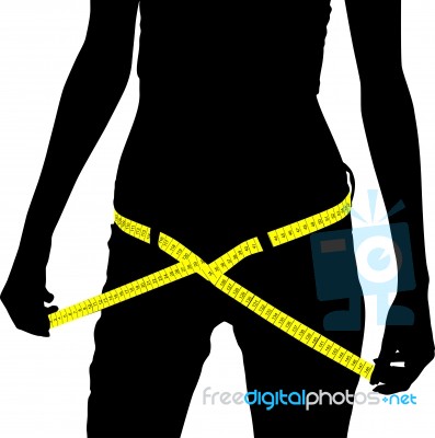 Silhouette Girl Measuring Weight Stock Image