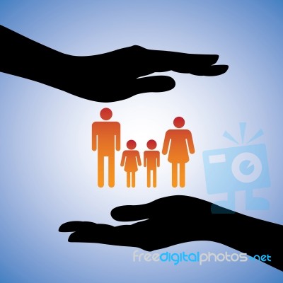 Silhouette Hand Holding Family sign Stock Image