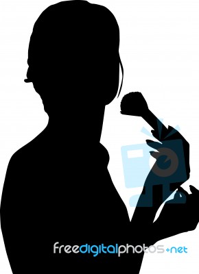 Silhouette Lady Applying Make Up Stock Image