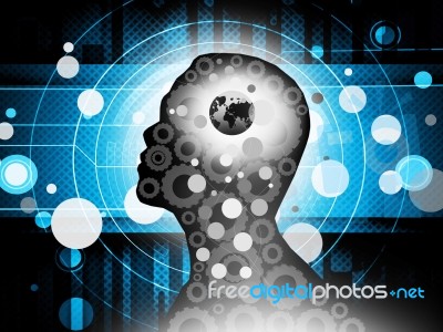 Silhouette Man In Technology Background Stock Image