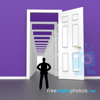 Silhouette Man Indicates Door Frames And Adult Stock Image
