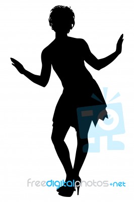 Silhouette Of Dancing Girl Stock Image