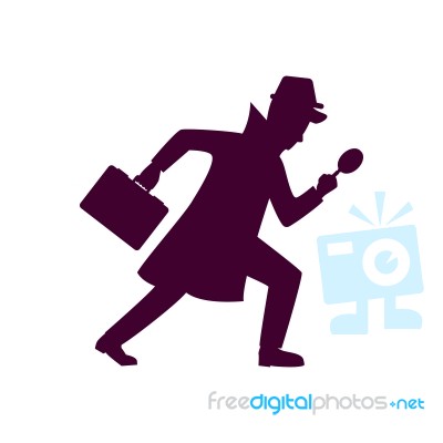 Silhouette Of Detective Character Design Stock Image