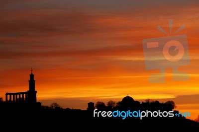 Silhouette Of Edinburgh Skyline Stock Photo