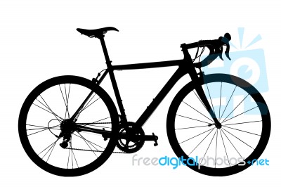 Silhouette Of Road Bike On White Background Stock Photo