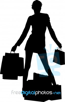Silhouette Shopping Woman Stock Image