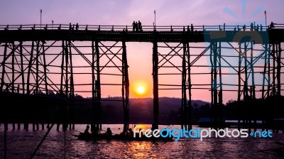 Silhouetted Bridge At Sunset Stock Photo