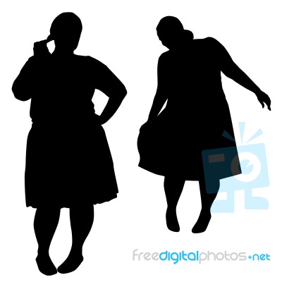 Silhouettes Of Fat Women Stock Image