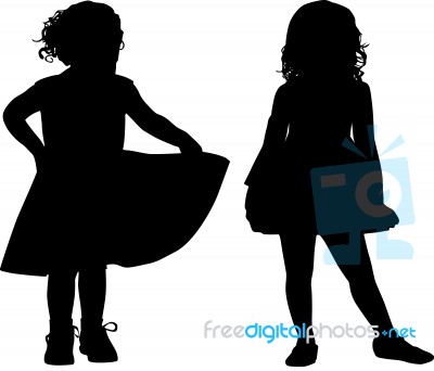 Silhouettes Of Kids Stock Image