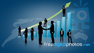 Silhouettes People With Graph Stock Image