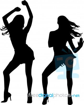 Silhouettes women dancing Stock Image Silhouettes women dancing Stock Image