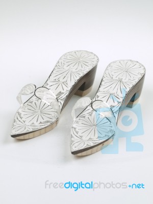 Silver Slippers Stock Photo